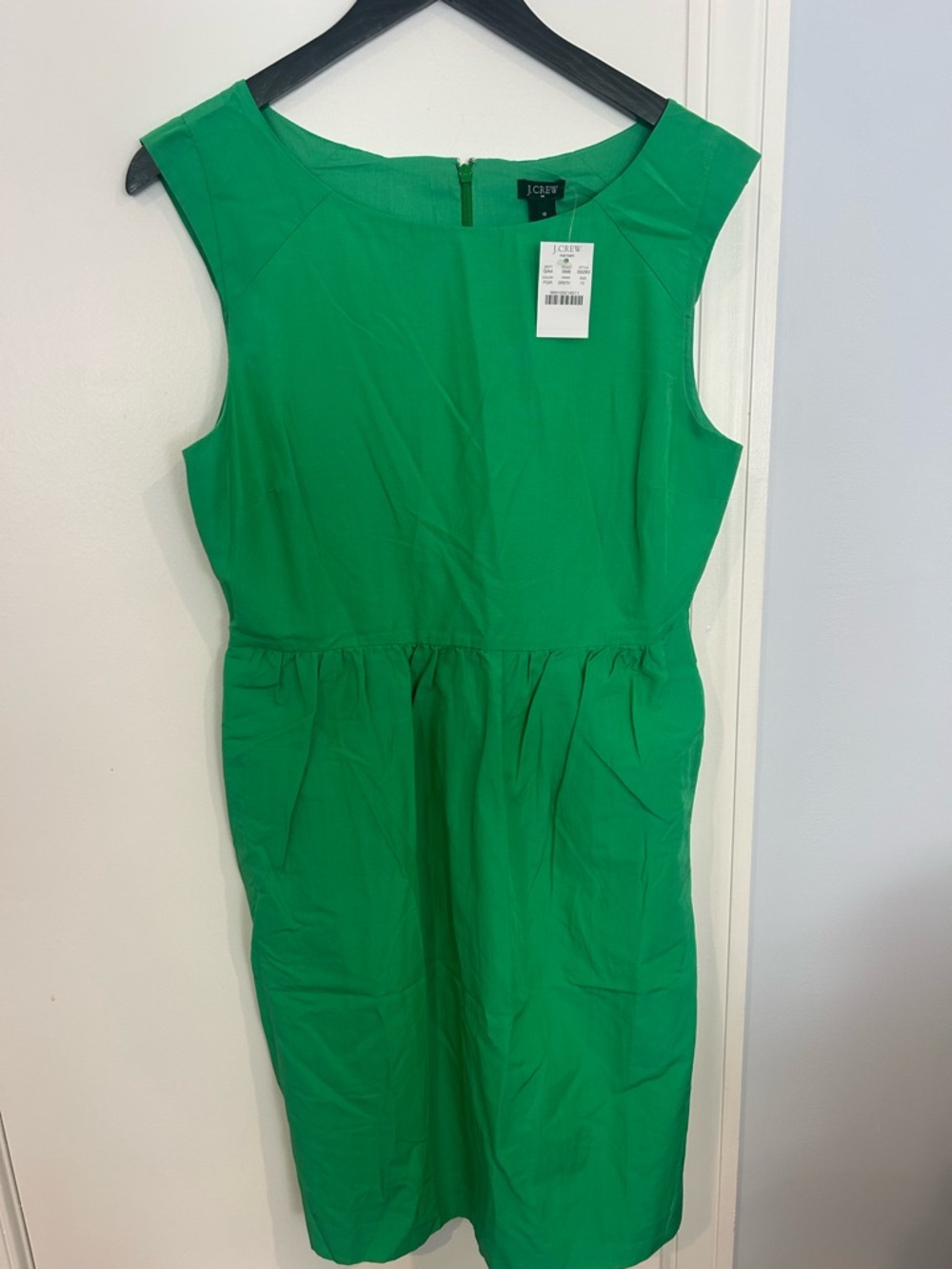 NWT J. Crew Kelly Green Sleeveless Sheath Dress Silk Cotton Blend